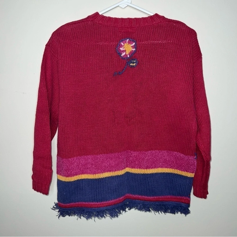 Vintage Esprit Kids Knit Fringe Hem Sweater Size Medium